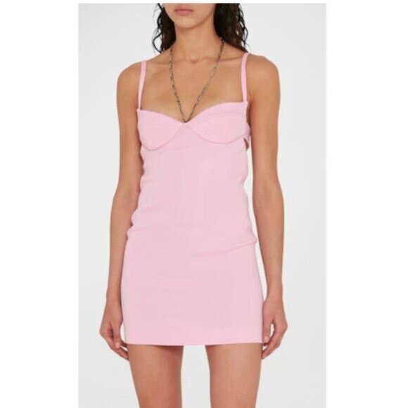 The Attico | NEW Coco Mini Cocktail Party Bodycon Dress in Sugar Pink Size L